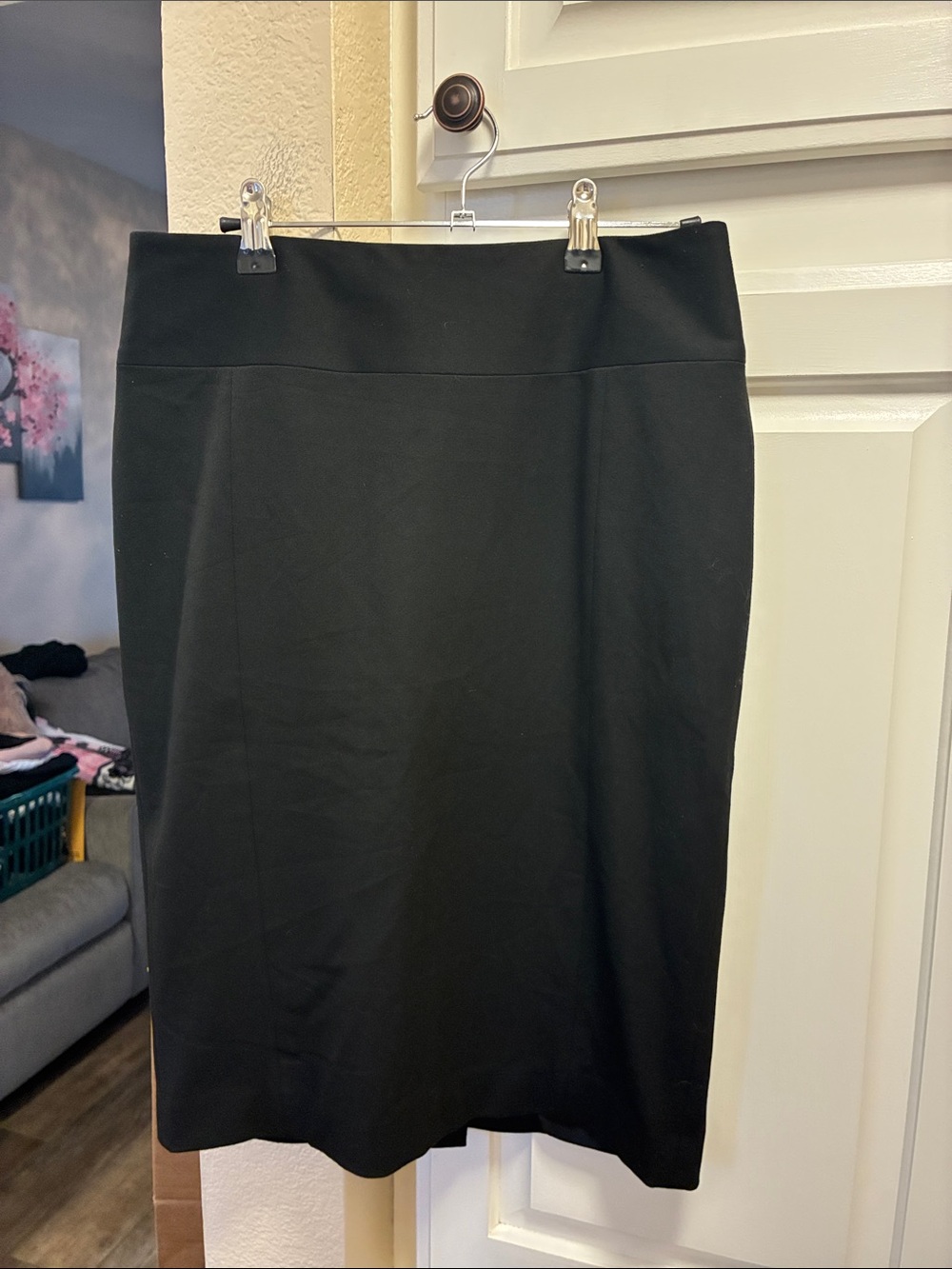 Express Black Pencil Skirt with button up back slit detail
